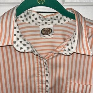 Vintage USA Made Picket And Post Striped Shirt Orange And White Petite Sz M